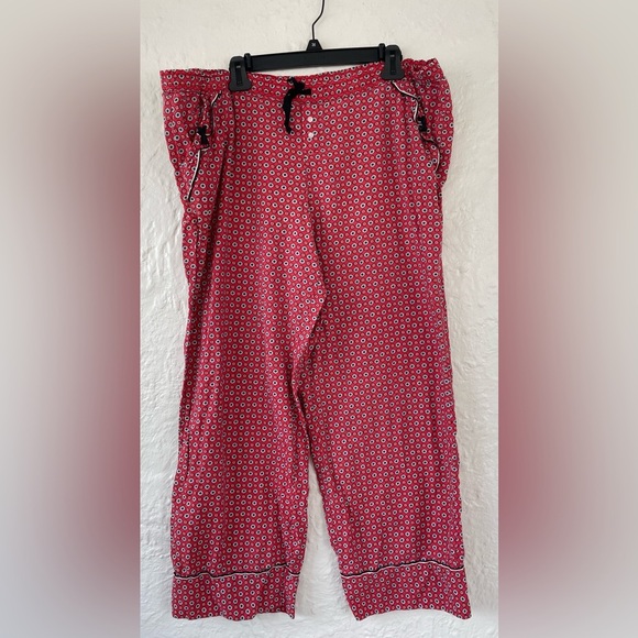 Victoria's Secret Other - Victoria's Secret, 100% cotton Red Pajama Pants W/ Ribbon Bows Hankie Pattern; L